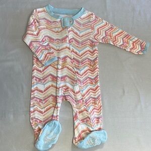 Burt's Bees Baby Pink and Orange Chevron Footies